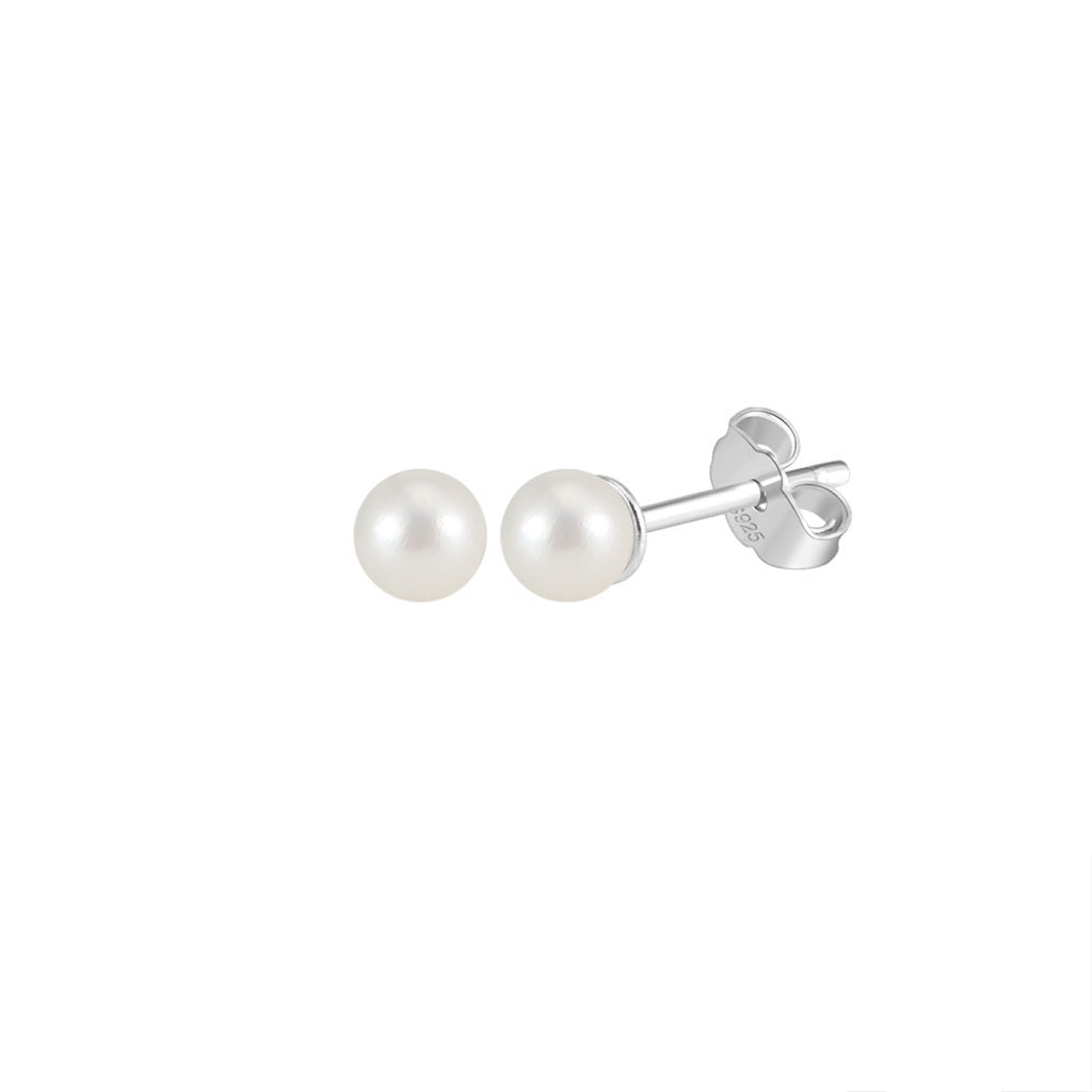 Freashwater Pearl 14K Gold Plated 925 Sterling Silver Perfect Round Pearl Earrings