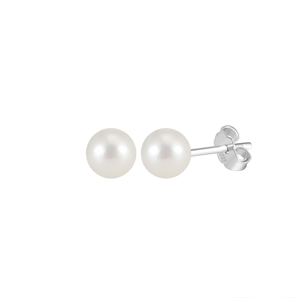 Freashwater Pearl 14K Gold Plated 925 Sterling Silver Perfect Round Pearl Earrings