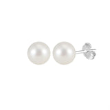 Freashwater Pearl 14K Gold Plated 925 Sterling Silver Perfect Round Pearl Earrings