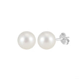 Freashwater Pearl 14K Gold Plated 925 Sterling Silver Perfect Round Pearl Earrings
