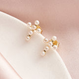 Cultured Freashwater Pearl 14K Gold Plated 925 Sterling Silver Cross Earrings
