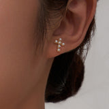 Cultured Freashwater Pearl 14K Gold Plated 925 Sterling Silver Cross Earrings