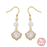 Cultured Freashwater Pearl 14K Gold Plated 925 Sterling Silver Natural Shell Earrings