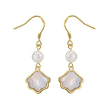 Cultured Freashwater Pearl 14K Gold Plated 925 Sterling Silver Natural Shell Earrings