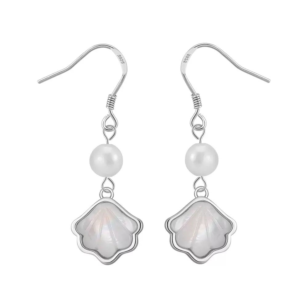 Cultured Freashwater Pearl 14K Gold Plated 925 Sterling Silver Natural Shell Earrings