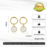 Cultured Freshwater Pearl 925 Sterling Silver 14K Gold Plated French Vintage Large Pearl Earrings