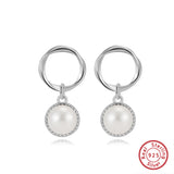 Cultured Freshwater Pearl 925 Sterling Silver 14K Gold Plated French Vintage Large Pearl Earrings