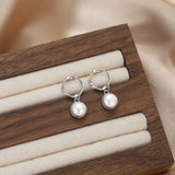Cultured Freshwater Pearl 925 Sterling Silver 14K Gold Plated French Vintage Large Pearl Earrings