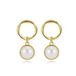 Cultured Freshwater Pearl 925 Sterling Silver 14K Gold Plated French Vintage Large Pearl Earrings