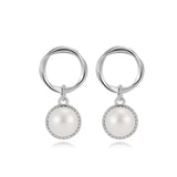 Cultured Freshwater Pearl 925 Sterling Silver 14K Gold Plated French Vintage Large Pearl Earrings