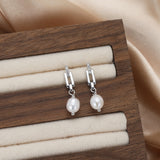Cultured Freashwater Pearl 14K Gold Plated 925 Sterling Silver Zircon Buckle Earrings