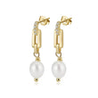Cultured Freashwater Pearl 14K Gold Plated 925 Sterling Silver Zircon Buckle Earrings