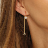 Cultured Freashwater Pearl 14K Gold Plated 925 Sterling Silver Drop Bead Earrings