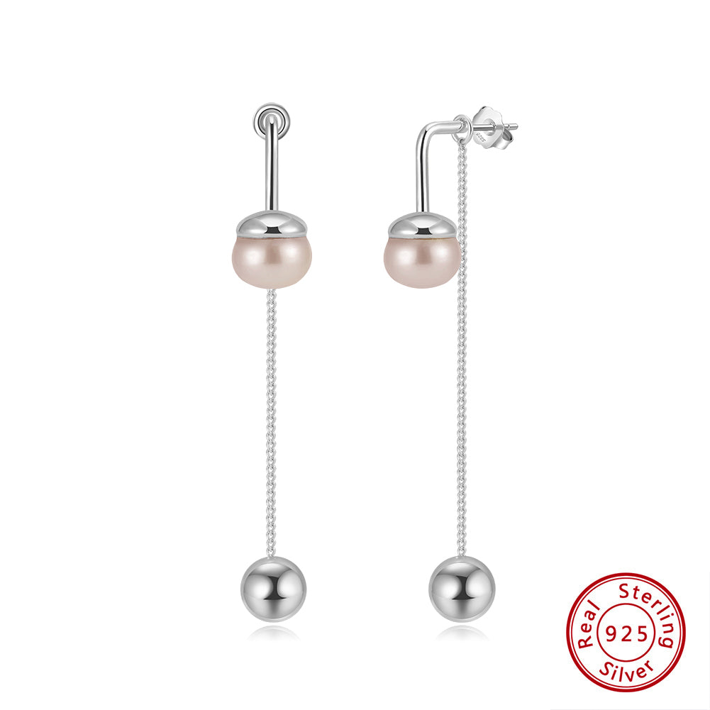 Cultured Freashwater Pearl 14K Gold Plated 925 Sterling Silver Drop Bead Earrings