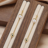 Cultured Freashwater Pearl 14K Gold Plated 925 Sterling Silver Drop Bead Earrings