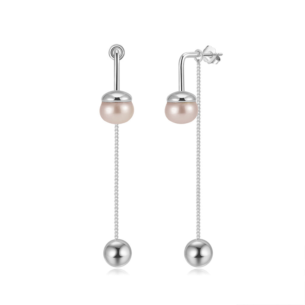 Cultured Freashwater Pearl 14K Gold Plated 925 Sterling Silver Drop Bead Earrings