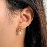 Cultured Freashwater Pear 14K Gold Plated 925 Sterling Silver Triangle Earrings