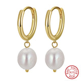 Cultured Freashwater Pear 925 Sterling Silver 14K Gold Plated French Versatile Earrings