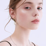 Cultured Freashwater Pear 925 Sterling Silver 14K Gold Plated French Versatile Earrings