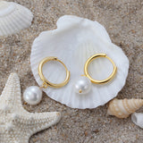 Cultured Freashwater Pear 925 Sterling Silver 14K Gold Plated French Versatile Earrings