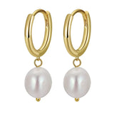 Cultured Freashwater Pear 925 Sterling Silver 14K Gold Plated French Versatile Earrings