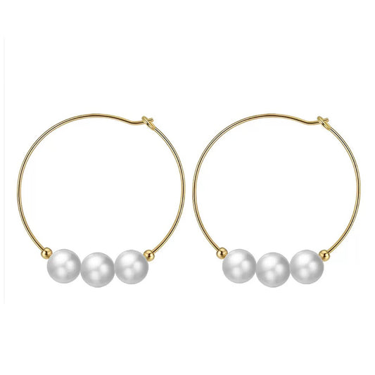 Cultured Freashwater Pear 14K Gold Plated 925 Sterling Silver Big Earrings