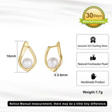 Cultured Freashwater Pear 14K Gold Plated 925 Sterling Silver Light Luxury Earrings