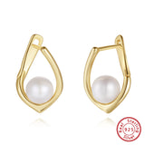 Cultured Freashwater Pear 14K Gold Plated 925 Sterling Silver Light Luxury Earrings