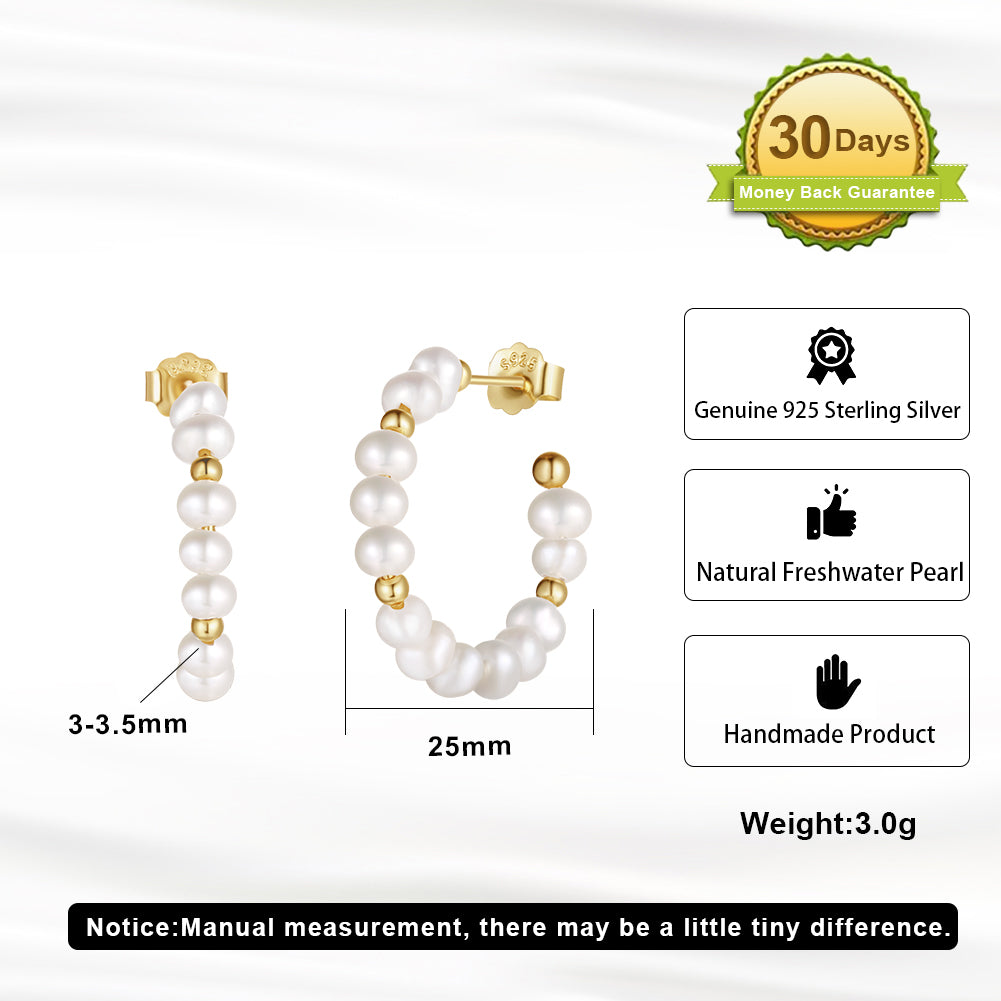 Cultured Freashwater Pear 14K Gold Plated 925 Sterling Silver Baroque Bead Earrings