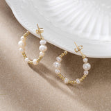 Cultured Freashwater Pear 14K Gold Plated 925 Sterling Silver Round beads With Pearls Earrings
