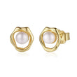 Cultured Freashwater Pear 14K Gold Plated 925 Sterling Silver Flower Shaped Earrings