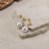Cultured Freshwater Pearl 14K Gold Plated 925 Sterling Silver Irregular Baroque Earrings