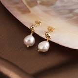 Cultured Freshwater Pearl 14K Gold Plated 925 Sterling Silver Irregular Baroque Earrings