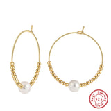 Cultured Freashwater Pear 14K Gold Plated 925 Sterling Silver Large Single Pearl Earrings