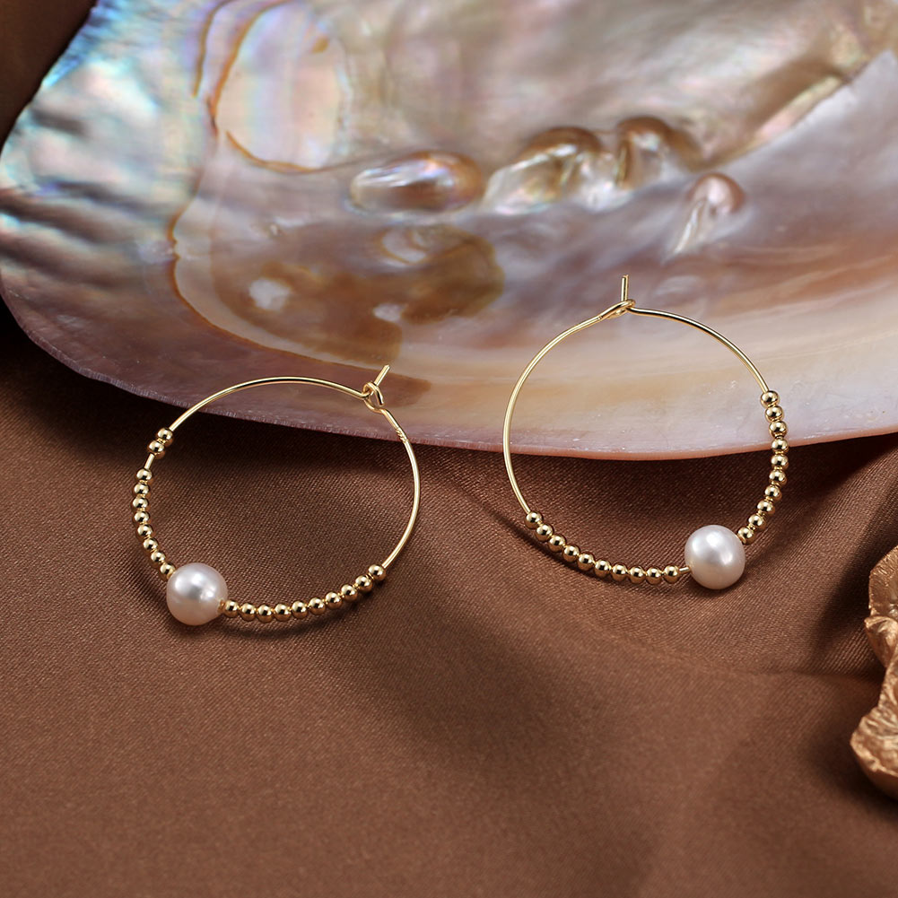 Cultured Freashwater Pear 14K Gold Plated 925 Sterling Silver Large Single Pearl Earrings