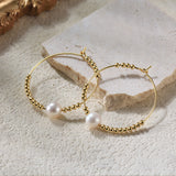 Cultured Freashwater Pear 14K Gold Plated 925 Sterling Silver Large Single Pearl Earrings