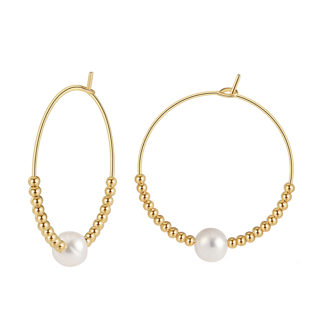 Cultured Freashwater Pear 14K Gold Plated 925 Sterling Silver Large Single Pearl Earrings