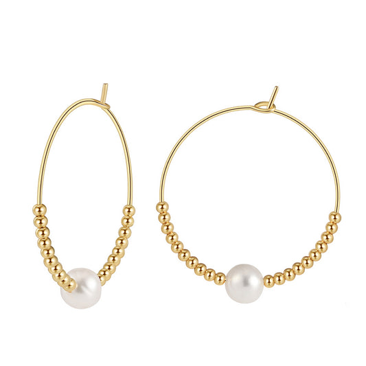 Cultured Freashwater Pear 14K Gold Plated 925 Sterling Silver Large Single Pearl Earrings