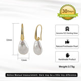 Cultured Freshwater Pearl 925 Sterling Silver 14K Gold Plated Baroque Shaped Earrings