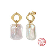Cultured Freshwater Pearl 14K Gold Plated 925 Sterling Silver Square Baroque Earrings