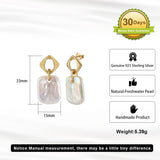 Cultured Freshwater Pearl 14K Gold Plated 925 Sterling Silver Square Baroque Earrings