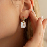 Cultured Freshwater Pearl 14K Gold Plated 925 Sterling Silver Square Baroque Earrings