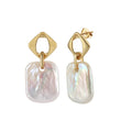 Cultured Freshwater Pearl 14K Gold Plated 925 Sterling Silver Square Baroque Earrings