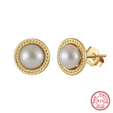 Cultured Freshwater Pearl 925 Sterling Silver 14K Gold Plated Vintage Large Pearl Earrings