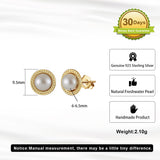 Cultured Freshwater Pearl 925 Sterling Silver 14K Gold Plated Vintage Large Pearl Earrings