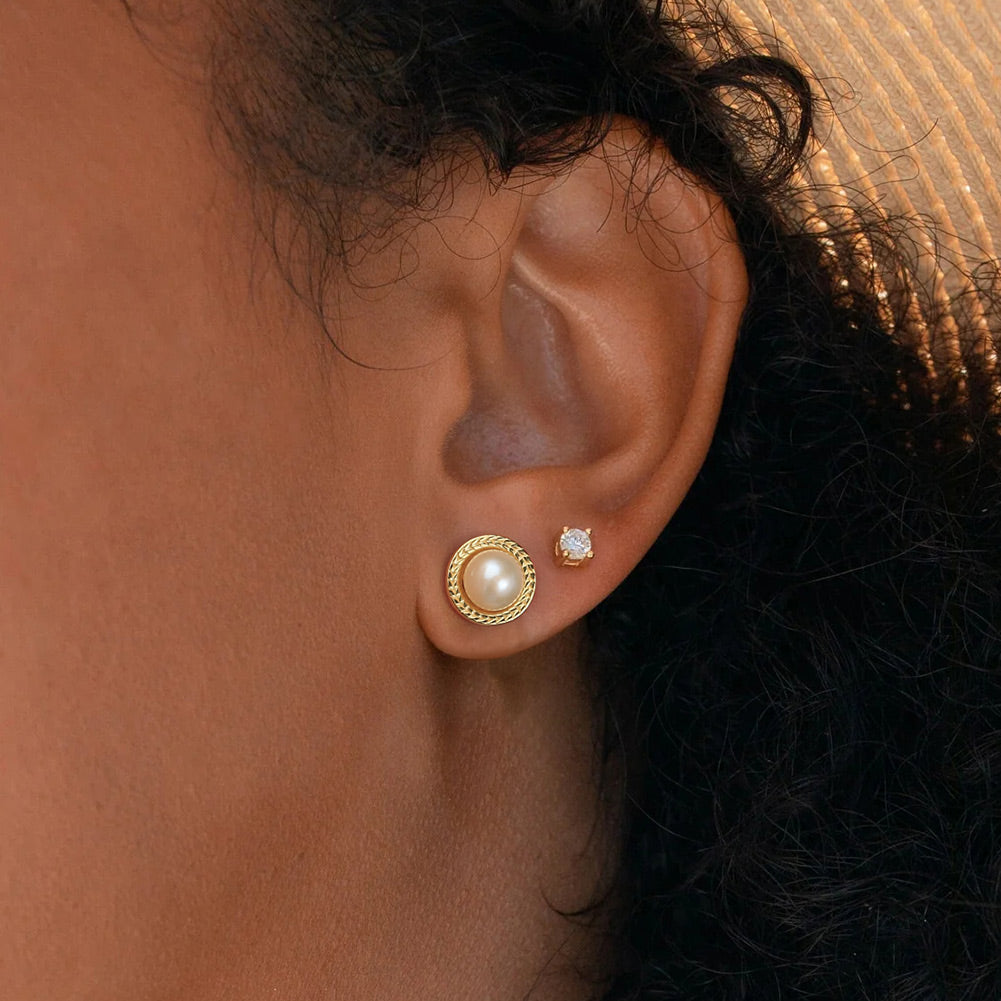 Cultured Freshwater Pearl 925 Sterling Silver 14K Gold Plated Vintage Large Pearl Earrings