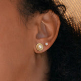 Cultured Freshwater Pearl 925 Sterling Silver 14K Gold Plated Vintage Large Pearl Earrings
