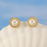 Cultured Freshwater Pearl 925 Sterling Silver 14K Gold Plated Vintage Large Pearl Earrings