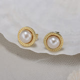 Cultured Freshwater Pearl 925 Sterling Silver 14K Gold Plated Vintage Large Pearl Earrings