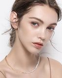Cultured Freashwater Pearl 14K Gold Plated 925 Sterling Silver Vintage Paper Clip Necklace